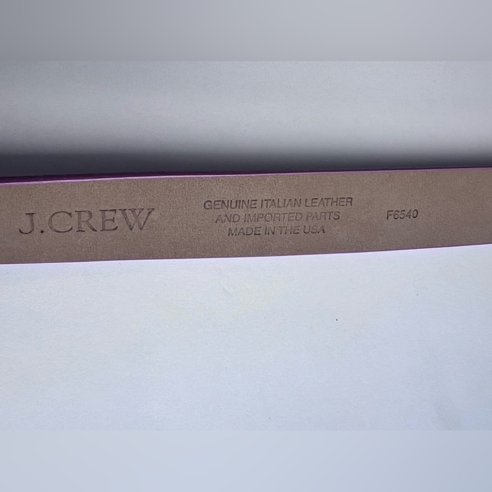 J.Crew Women's Pink Italian Leather Suede Belt Gold tone Buckle Sz Medium NWT - Picture 5 of 13